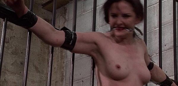  Slave Caroline Pierces frontal whipping and tied dungeon bondage of spanked feti